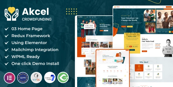 Akcel – Crowdfunding Charity WordPress Theme